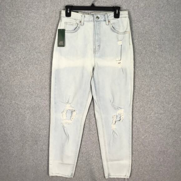 Wild Fable Jeans Women Size 8 Mom Distressed Holes Worn Faded Skater Bleached - Picture 1 of 12